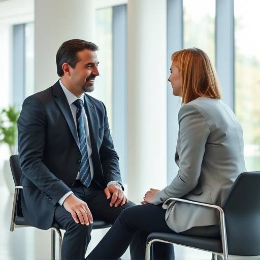 Screenshot of a corporate video featuring interviews and office scenes